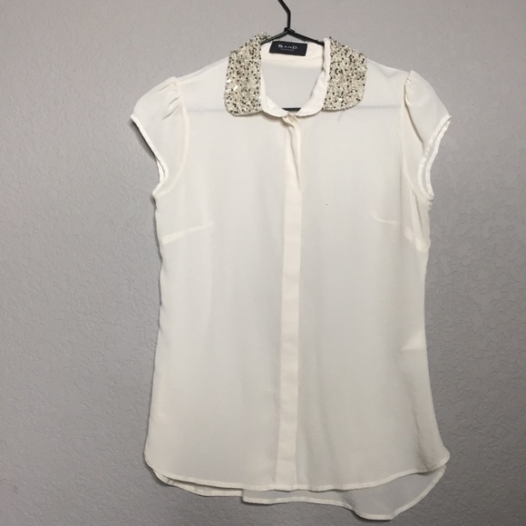 Sand Copenhagen Silk Blouse Sequin PeterPan Collar - Picture 1 of 12